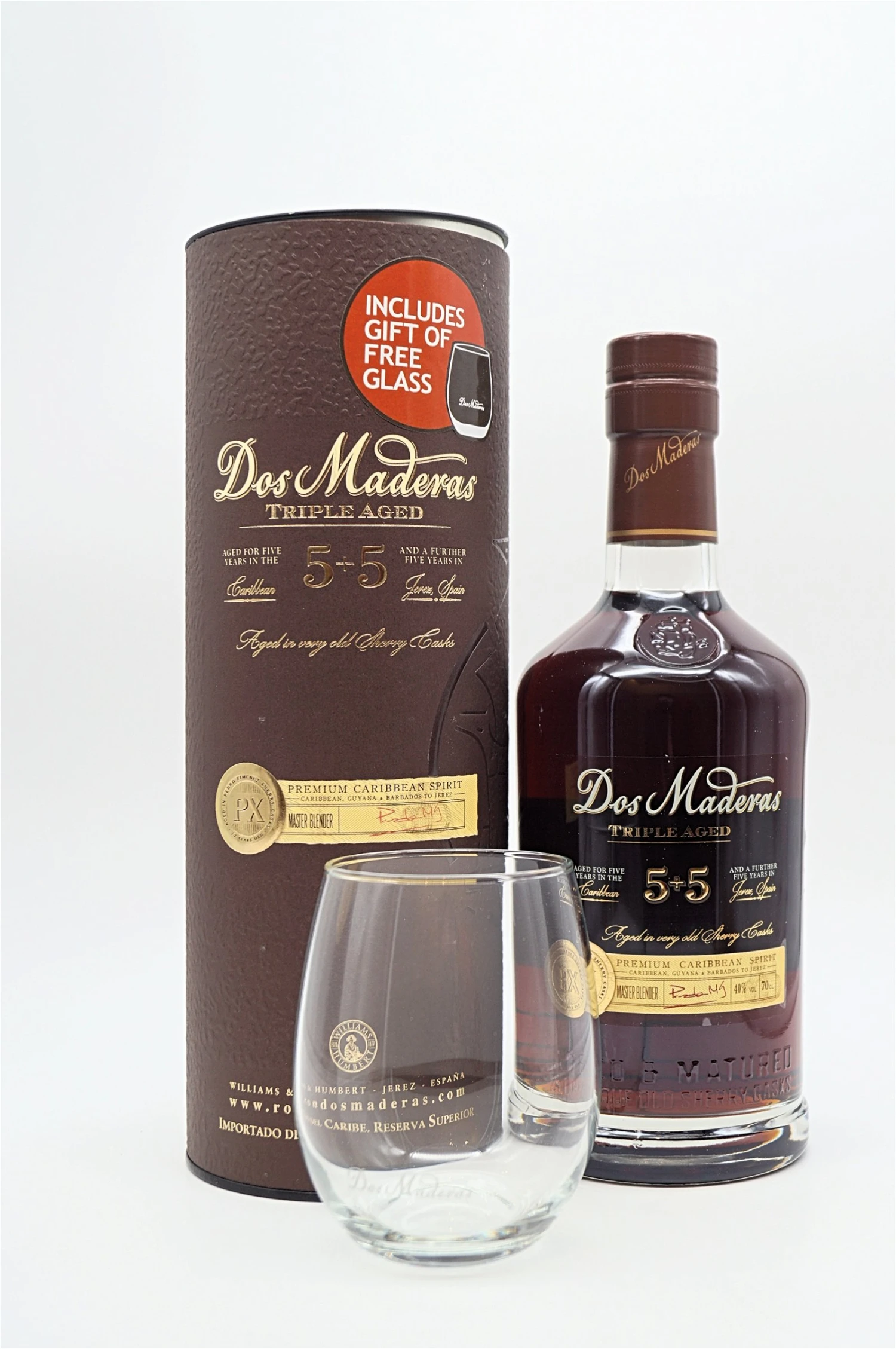 5+5 PX Triple Aged Rum Geschenkverpackung Mit Glas 1 5+5 PX Triple Aged Rum Geschenkverpackung Mit Glas