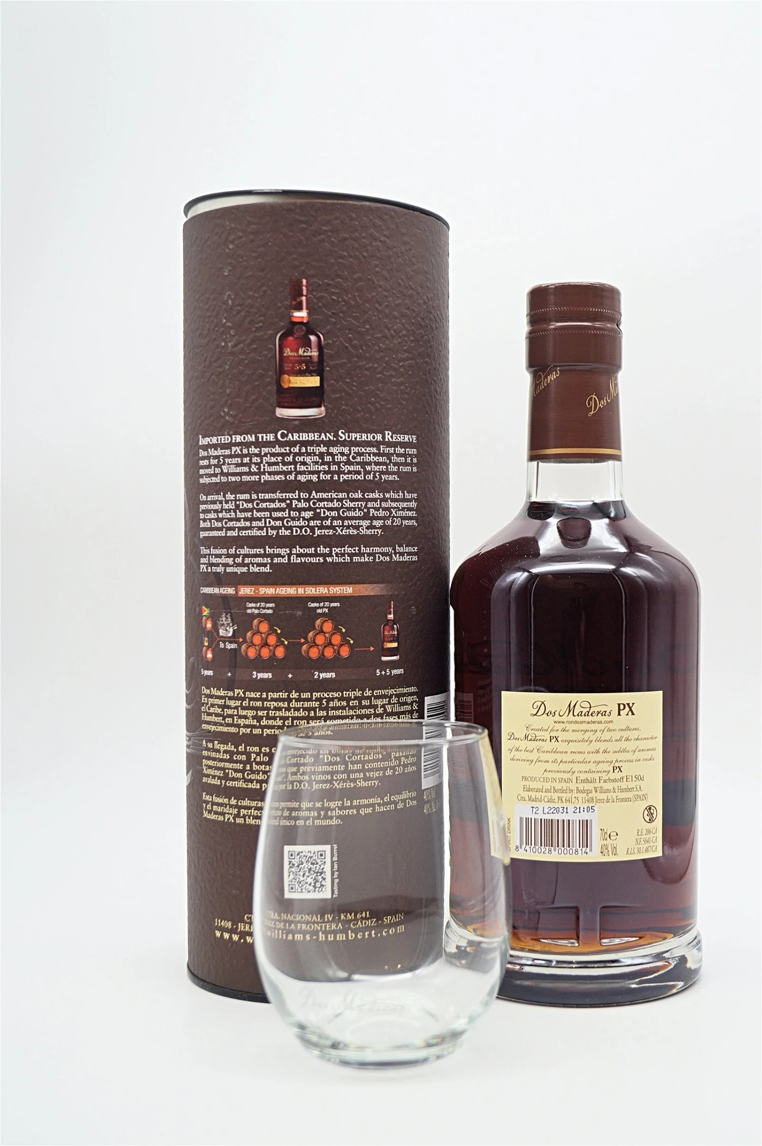 5+5 PX Triple Aged Rum Geschenkverpackung Mit Glas 2 5+5 PX Triple Aged Rum Geschenkverpackung Mit Glas – Bild 2