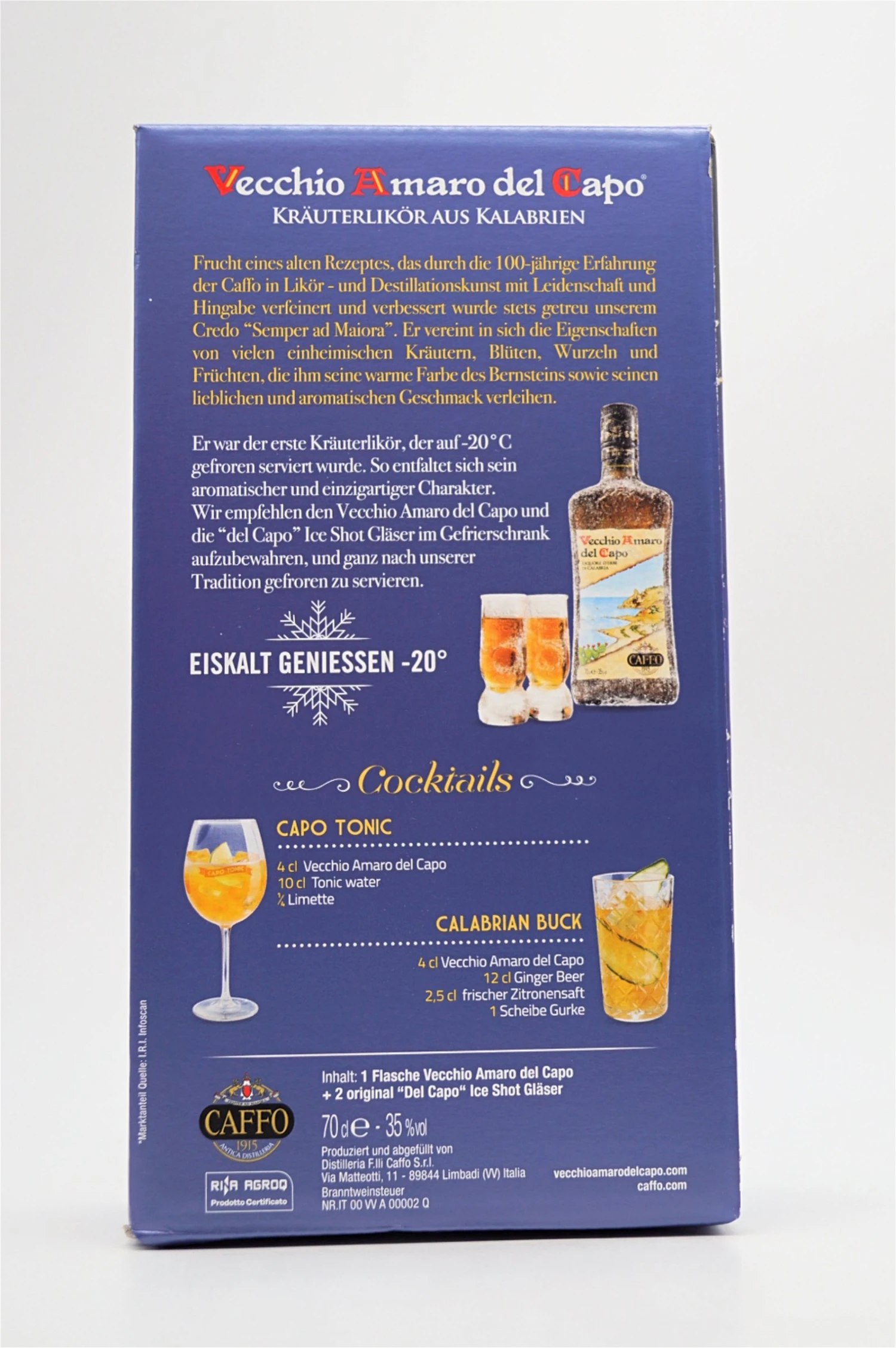 Vecchio Amaro Del Capo Mit 2 Ice Shot Gläsern 2 Vecchio Amaro Del Capo Mit 2 Ice Shot Gläsern – Bild 2